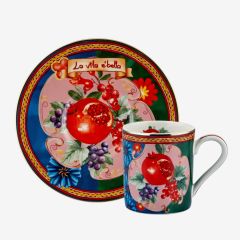 Mavi Yeşil Porselen Kahve Fincan Seti 120 ml La Vita E Bella