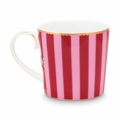 Love Birds Büyük Boy Mug 250 ML kırmızı/pembe çizgili