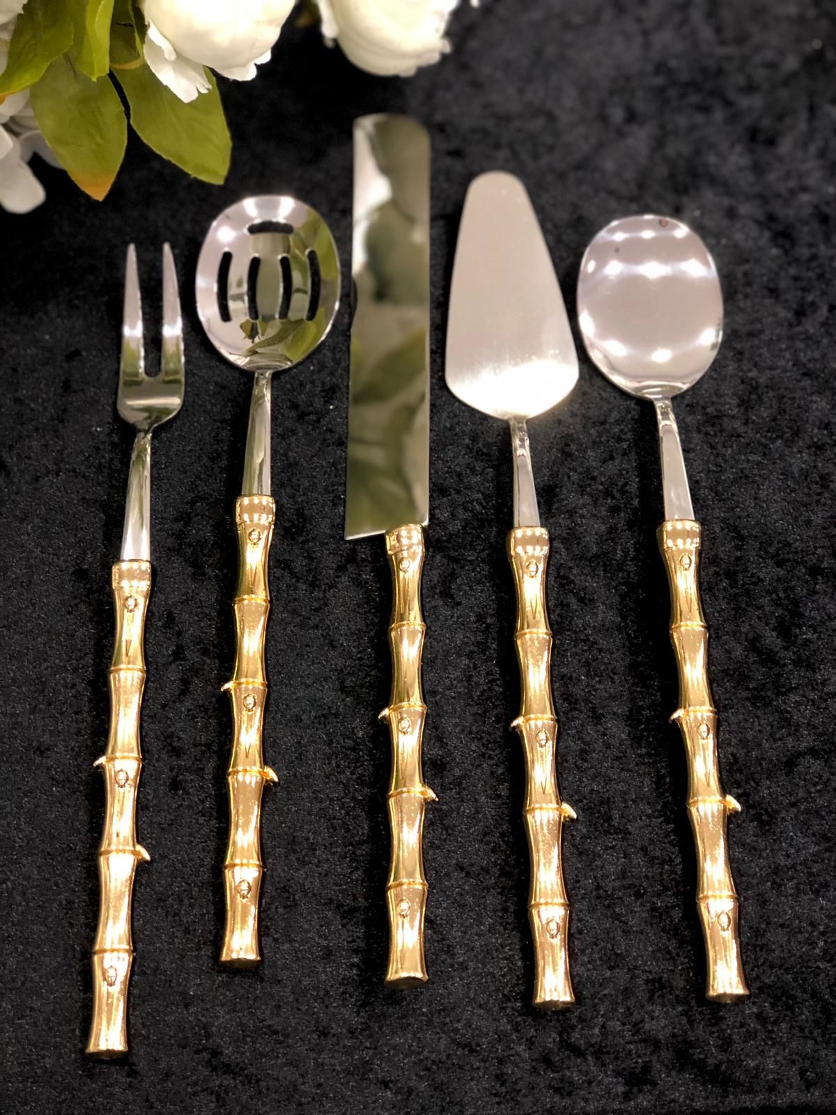 BAMBU DEKOR BEŞ PARÇA SERVİS SETİ Altın