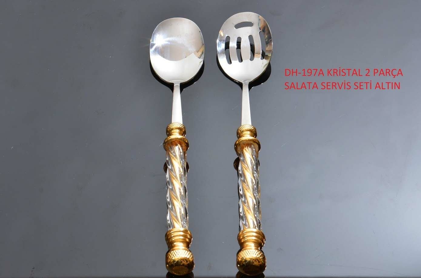 Kristal Saplı İki Parça Salata Servis Seti