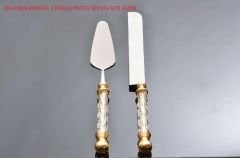 KRİSTAL İKİ PARÇA SPATULA BIÇAK PASTA SERVİS SETİ