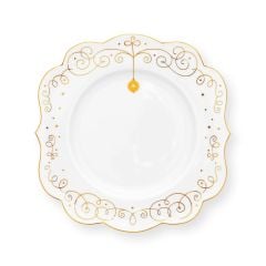 Beyaz Porselen Pasta Tabağı 17 cm Royal Gold White Collection by Pip Studio