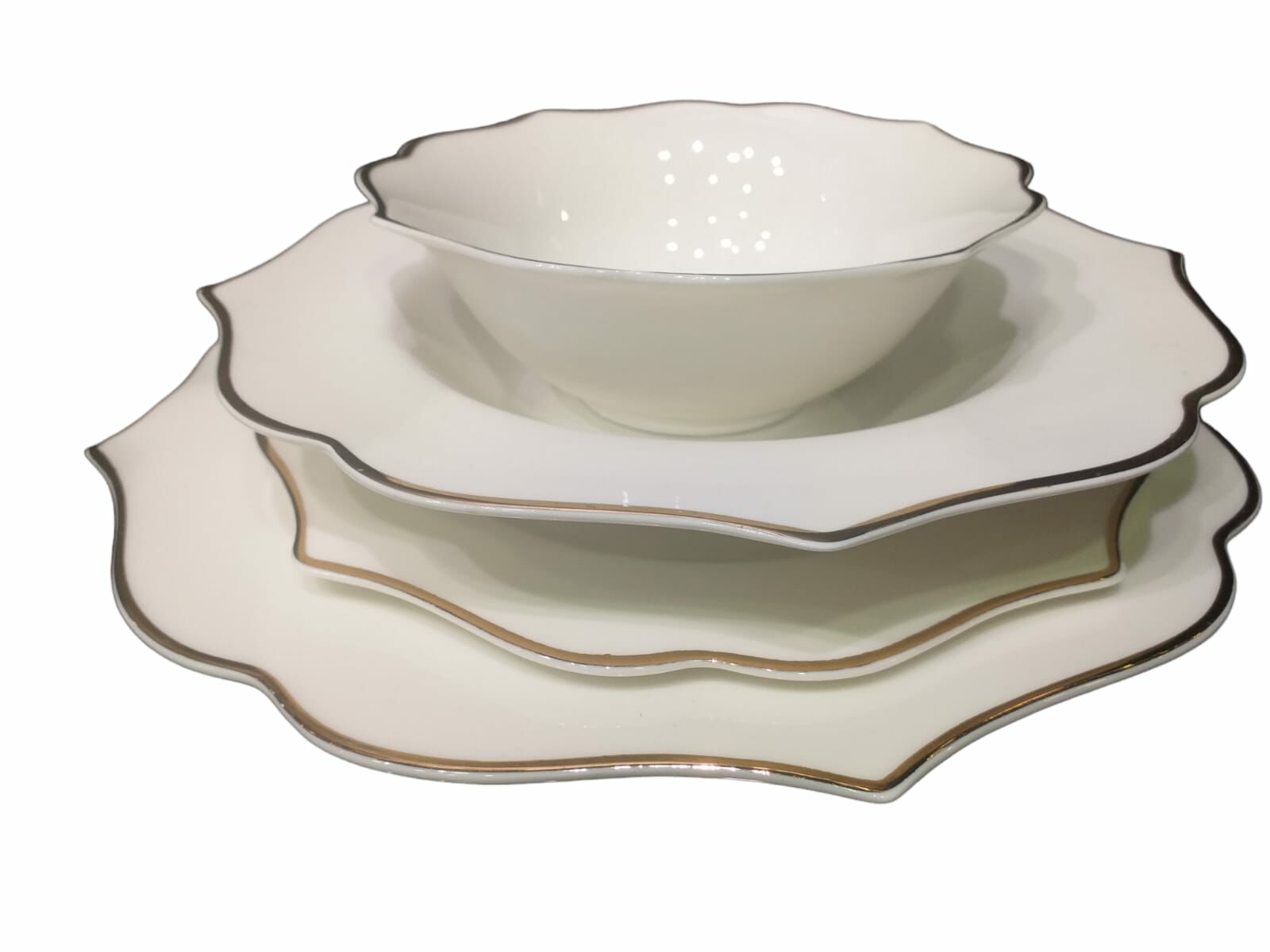 24 Parça Bone China Yemek Takımı 6 Kişilik Altın