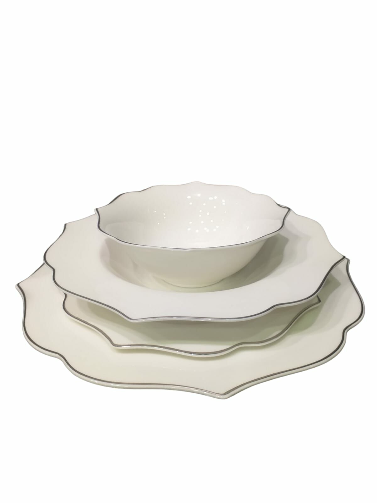 24 Parça Bone China Yemek Takımı 6 Kişilik Gümüş