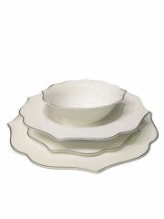 24 Parça Bone China Yemek Takımı 6 Kişilik Gümüş