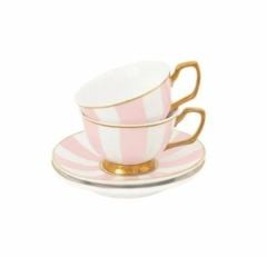 CRISTINA RE Pembe Çizgili 2 li Kahve Fincanı