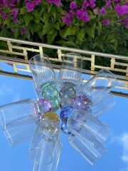 Renkli Kristal Ayaklı Kahve Yanı Bardak Seti