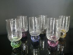 Renkli Kristal Ayaklı Kahve Yanı Bardak Seti