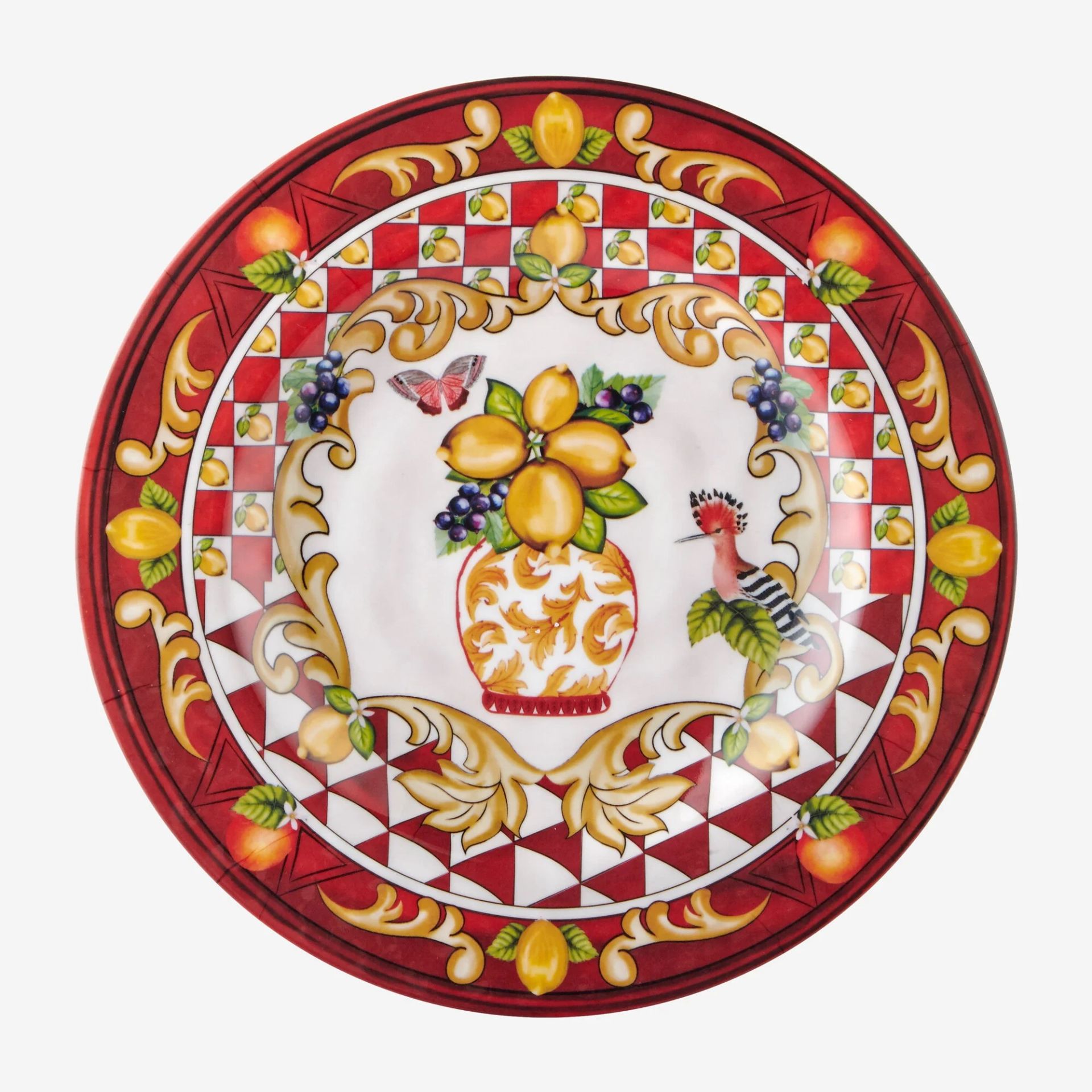 Melamin Kahvaltı Tabağı 21,5 Cm Capri Collection by Chiara Alessi kırmızı limon buketi