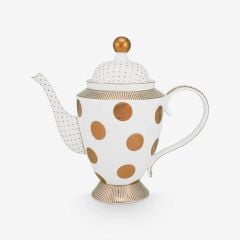 Beyaz Porselen Demlik 1200 Ml Dot Delight