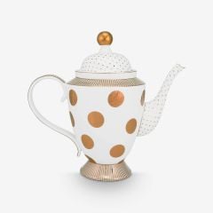 Beyaz Porselen Demlik 1200 Ml Dot Delight