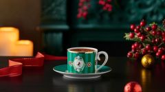 Yeşil Porselen Kahve Fincanı 125 Ml Love Birds