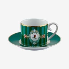 Yeşil Porselen Kahve Fincanı 125 Ml Love Birds