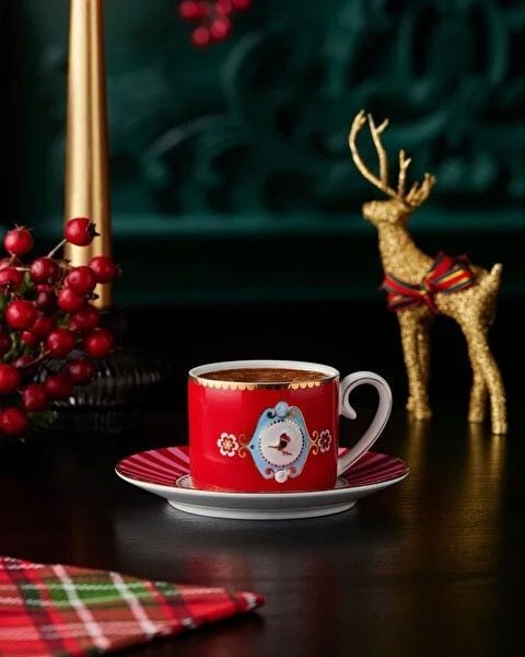 Kırmızı Porselen Kahve Fincanı 125 Ml Love Birds Collection by Pip Studio Love Birds Collecti