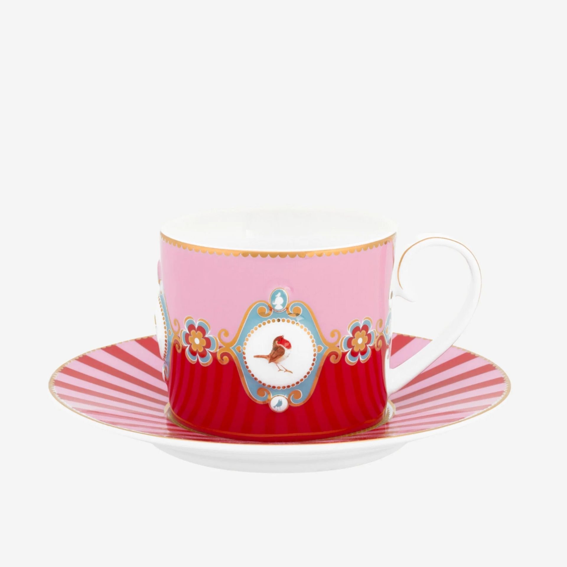 Pip Studio Love Birds Kırmızı Madalyon Desenli Kahve Fincanı