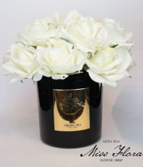 Gold Siyah Cam Beyaz 15 Gül Oda Kokusu