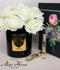 Gold Siyah Cam Beyaz 15 Gül Oda Kokusu