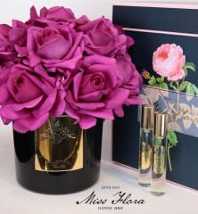 Gold Siyah Cam Fuşya 15 Gül Oda Kokusu