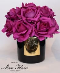 Gold Siyah Cam Fuşya 15 Gül Oda Kokusu