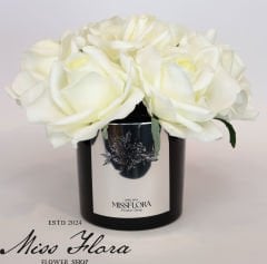 Gümüş Siyah Cam Beyaz 7 Güllü Oda Kokusu