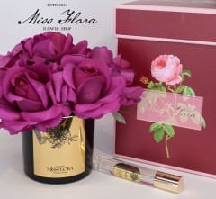 Gold Siyah Cam Fuşya 7 Güllü Oda Kokusu