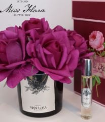 Gümüş Siyah Cam Fuşya 7 Güllü Oda Kokusu