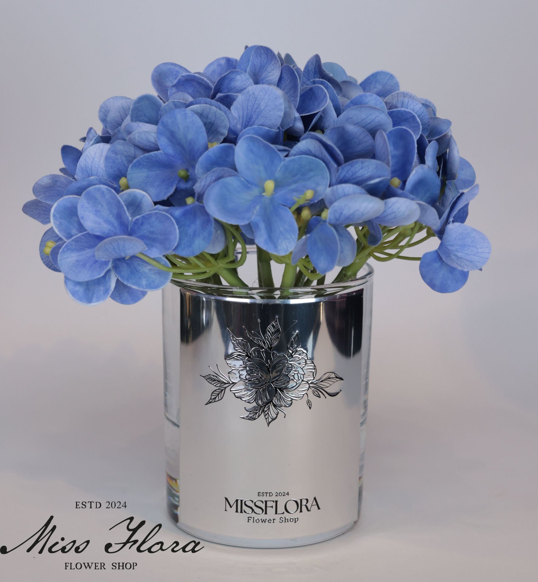 Gümüş Mavi Tekli Ortanca Oda Kokusu