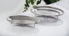 Paslanmaz Çelik Oval Servis Gümüş - 35 CM