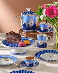 Porselen Kek Standı 24 cm Love Birds Collection by Pip Studio mavi